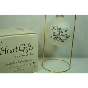 HAND PAINTED GLASS BALL ORNAMENT BY TERESA THIBAULT-WISHING YOU CHRISTMAS CHEER